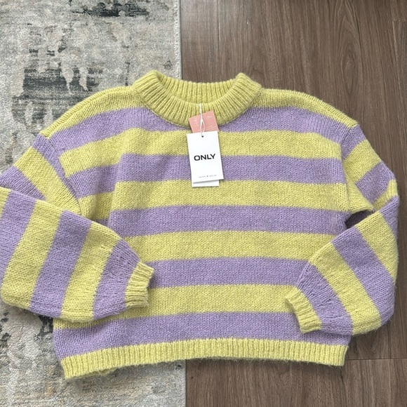 ASOS Only Sweater in Lime and Lilac Stripe - Picture 1 of 3